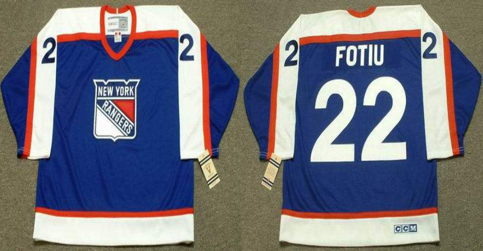 2019 Men New York Rangers #22 Fotiu Blue CCM NHL jerseys